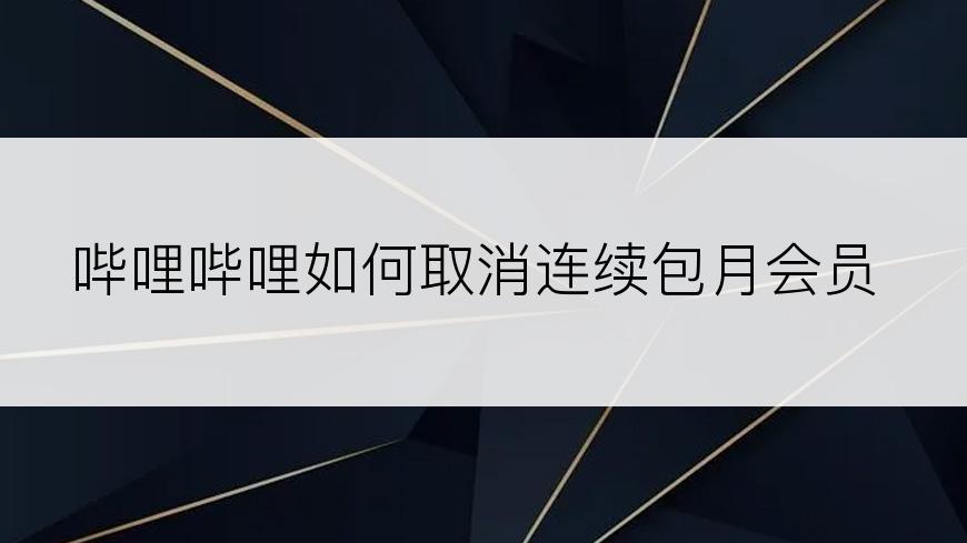 哔哩哔哩如何取消连续包月会员