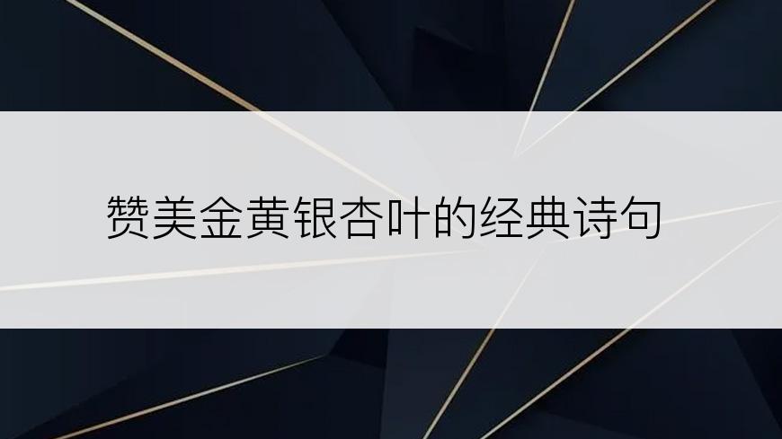 赞美金黄银杏叶的经典诗句