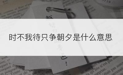 时不我待只争朝夕是什么意思