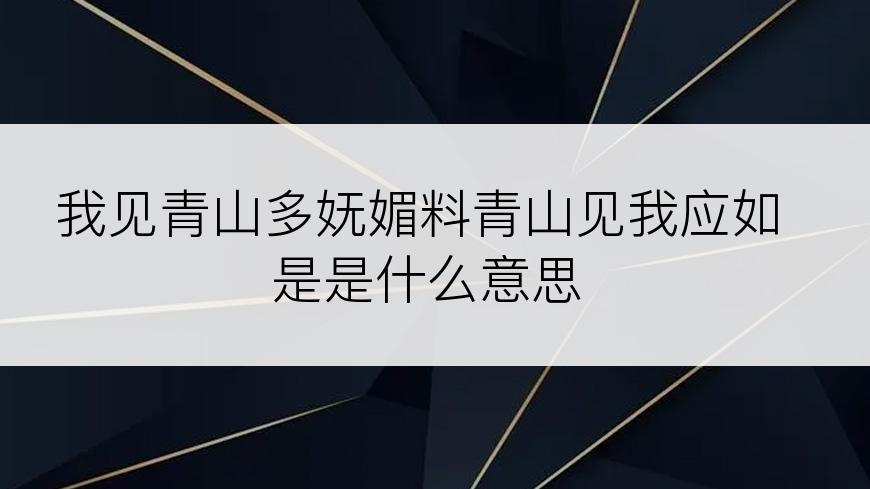 我见青山多妩媚料青山见我应如是是什么意思