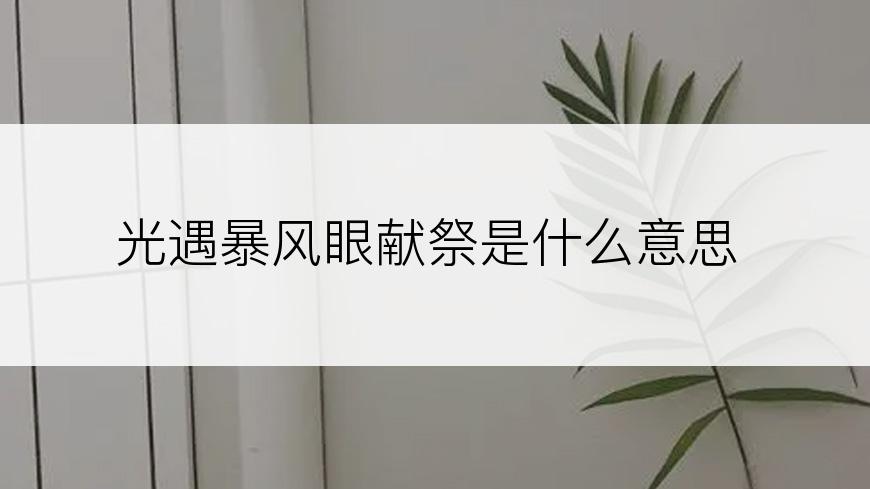 光遇暴风眼献祭是什么意思