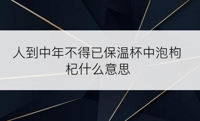 人到中年不得已保温杯中泡枸杞什么意思