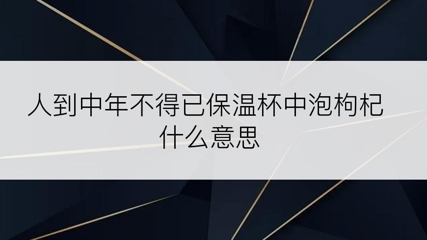 人到中年不得已保温杯中泡枸杞什么意思