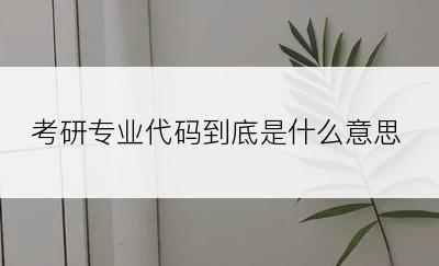 考研专业代码到底是什么意思