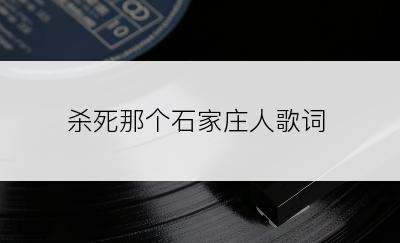 杀死那个石家庄人歌词