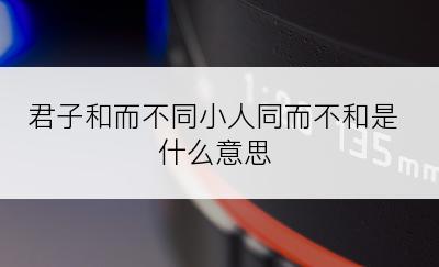 君子和而不同小人同而不和是什么意思