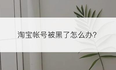 淘宝帐号被黑了怎么办？