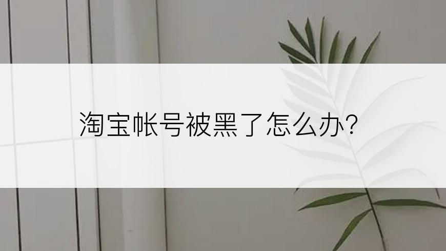 淘宝帐号被黑了怎么办？