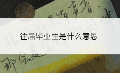 往届毕业生是什么意思