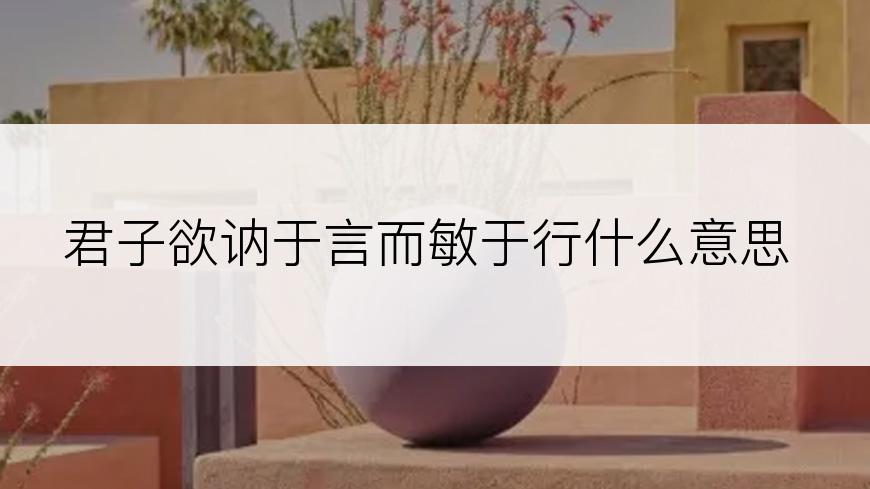 君子欲讷于言而敏于行什么意思