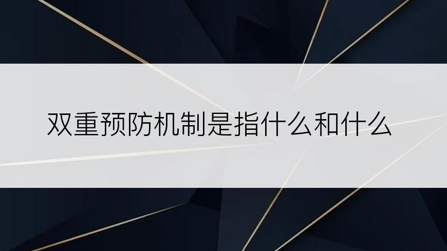 双重预防机制是指什么和什么