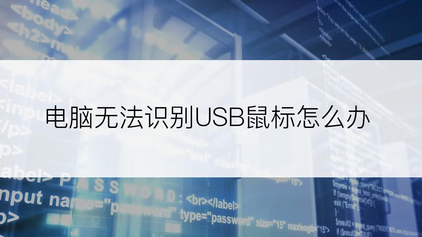 电脑无法识别USB鼠标怎么办