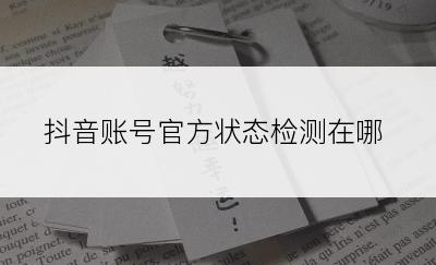 抖音账号官方状态检测在哪