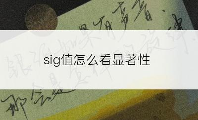 sig值怎么看显著性