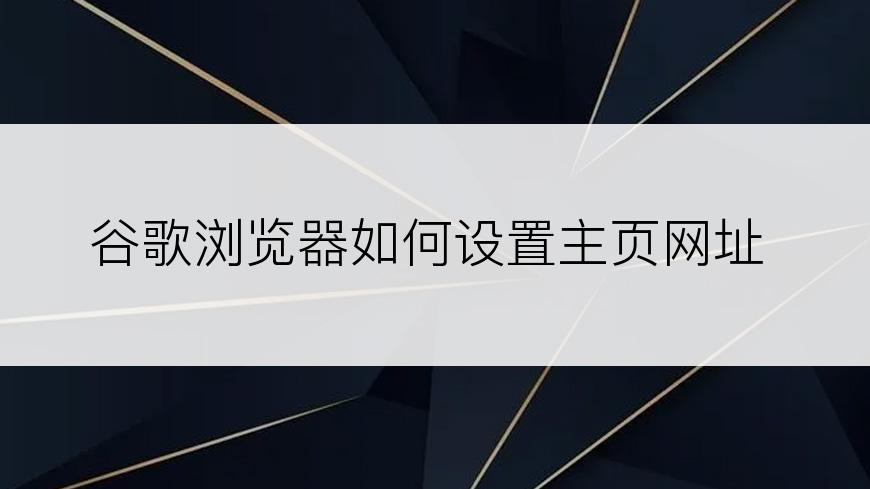 谷歌浏览器如何设置主页网址