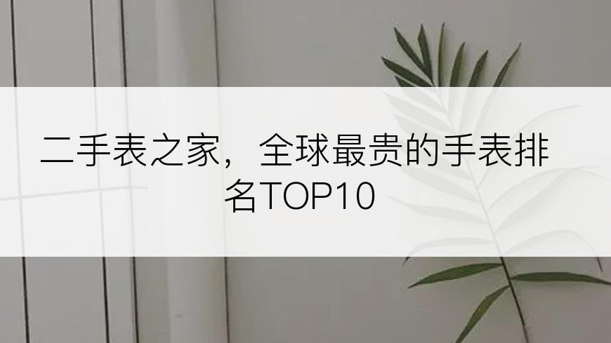 二手表之家，全球最贵的手表排名TOP10