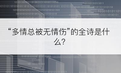 “多情总被无情伤”的全诗是什么？