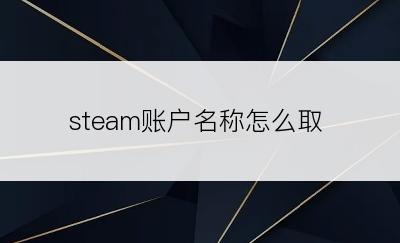 steam账户名称怎么取