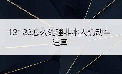 12123怎么处理非本人机动车违章