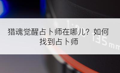 猎魂觉醒占卜师在哪儿？如何找到占卜师