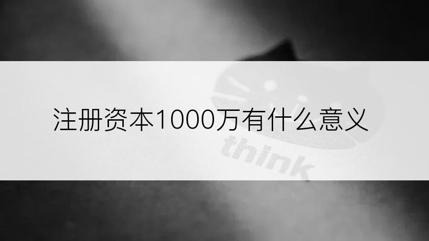 注册资本1000万有什么意义