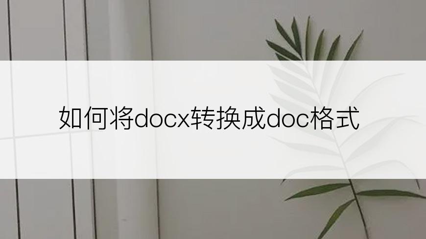 如何将docx转换成doc格式