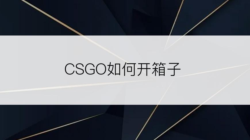 CSGO如何开箱子