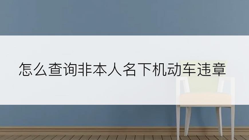 怎么查询非本人名下机动车违章