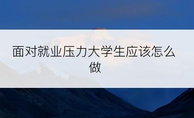 面对就业压力大学生应该怎么做