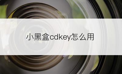 小黑盒cdkey怎么用