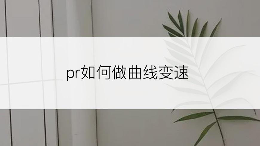 pr如何做曲线变速