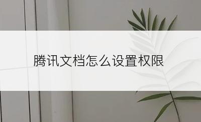 腾讯文档怎么设置权限