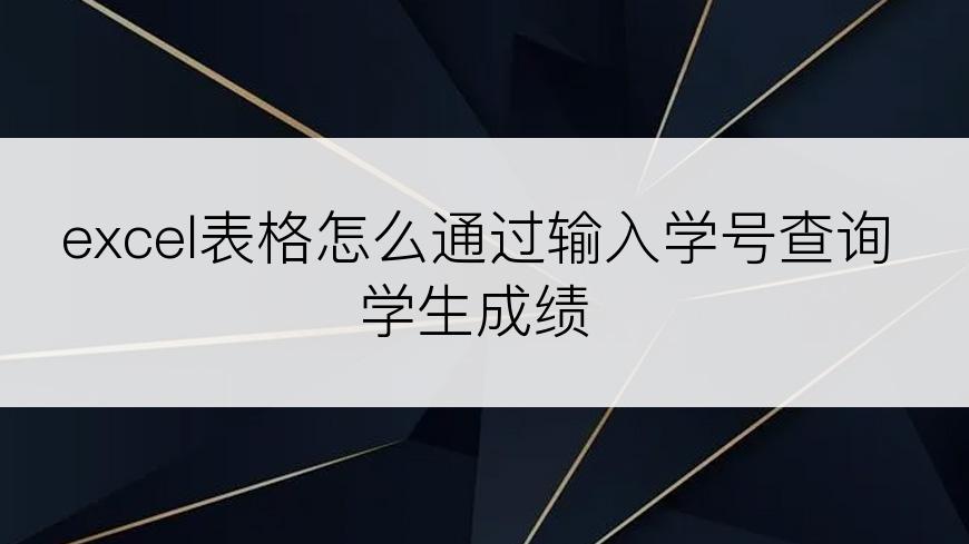 excel表格怎么通过输入学号查询学生成绩