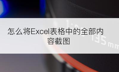 怎么将Excel表格中的全部内容截图