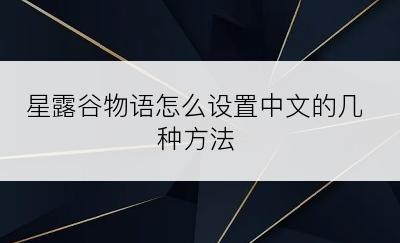 星露谷物语怎么设置中文的几种方法