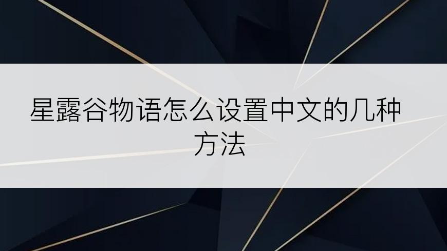 星露谷物语怎么设置中文的几种方法