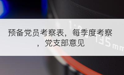 预备党员考察表，每季度考察，党支部意见