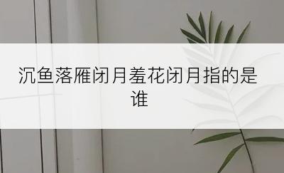 沉鱼落雁闭月羞花闭月指的是谁