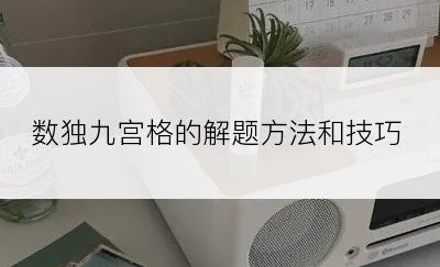 数独九宫格的解题方法和技巧