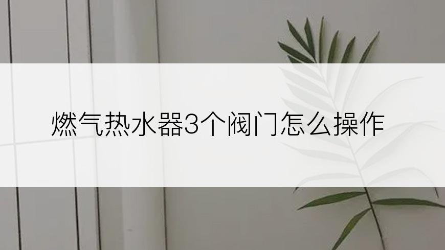 燃气热水器3个阀门怎么操作