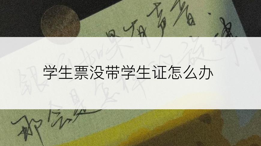 学生票没带学生证怎么办