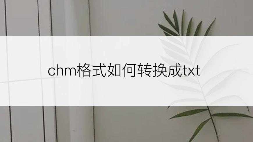 chm格式如何转换成txt