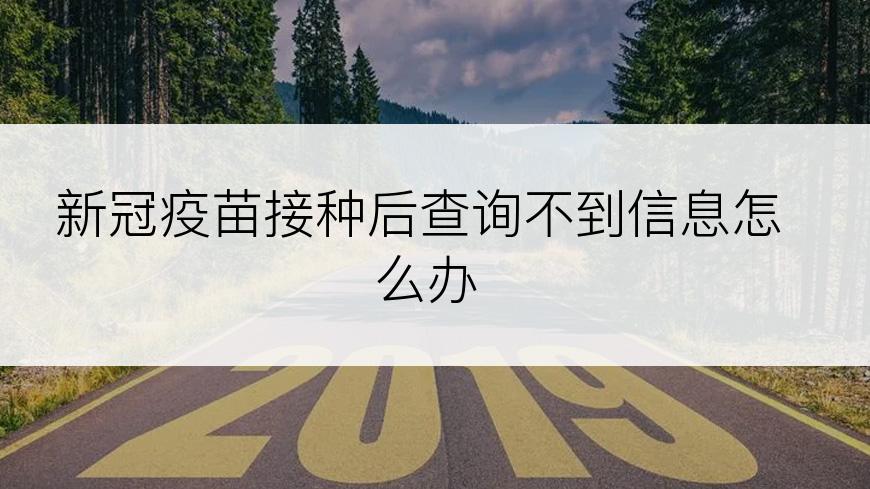 新冠疫苗接种后查询不到信息怎么办