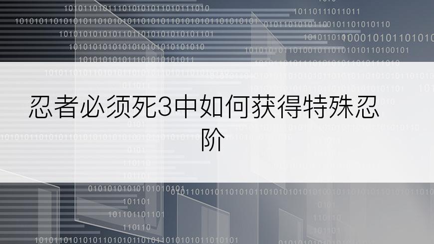 忍者必须死3中如何获得特殊忍阶