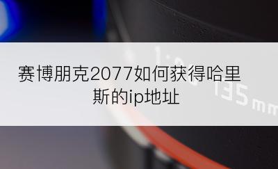 赛博朋克2077如何获得哈里斯的ip地址