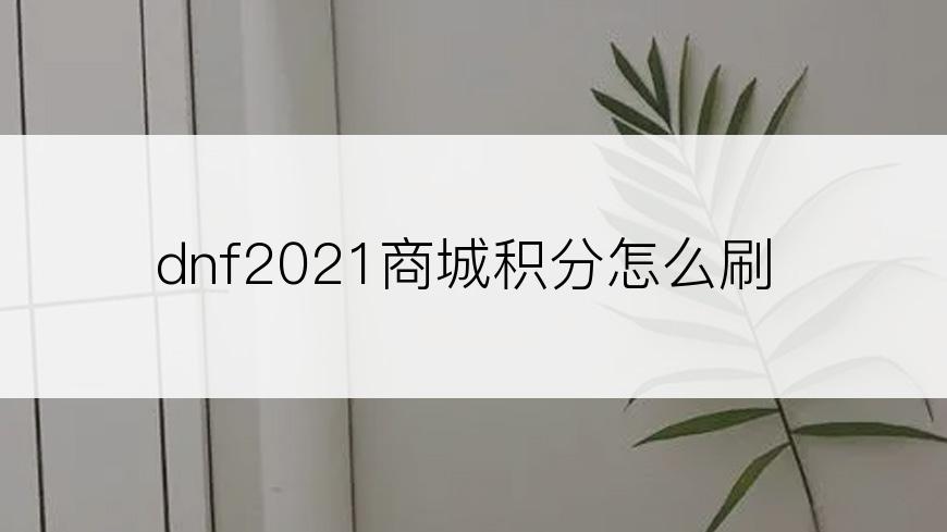 dnf2021商城积分怎么刷