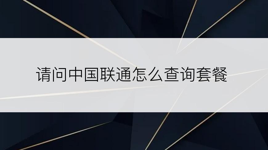 请问中国联通怎么查询套餐