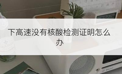 下高速没有核酸检测证明怎么办