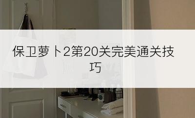 保卫萝卜2第20关完美通关技巧