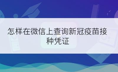 怎样在微信上查询新冠疫苗接种凭证